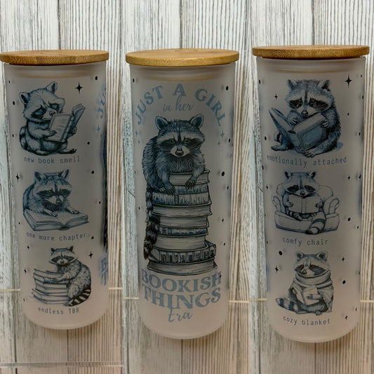 Book Lover Glass Cup: 25oz Iced Coffee Tumbler with Lid & Straw