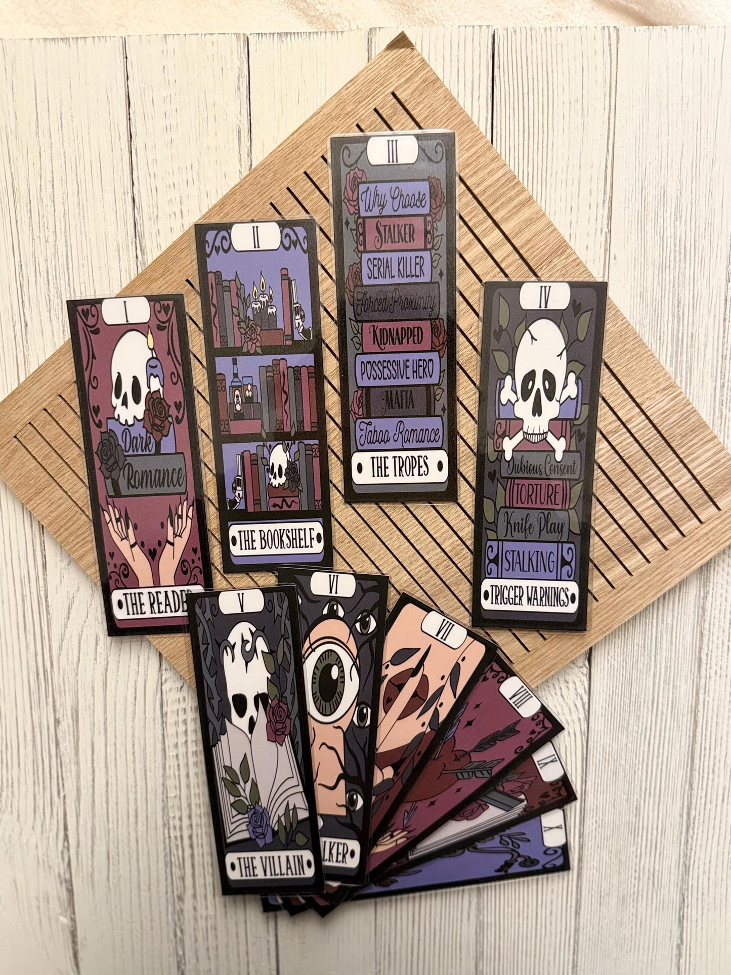 Dark Romance Tarot Card Bookmarks: Laminated Book Lover Gift