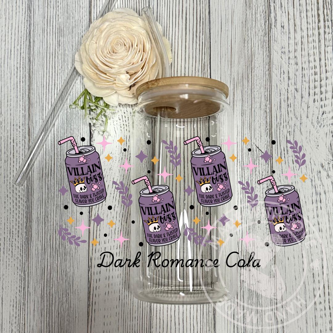 Bookish Glass Can Cup: Dark Romance Cola Design