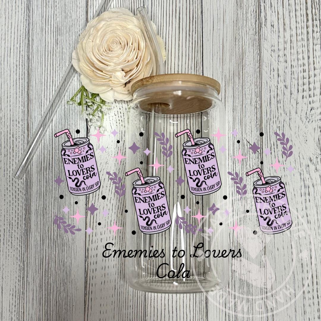 Bookish Glass Can Cup: Dark Romance Cola Design