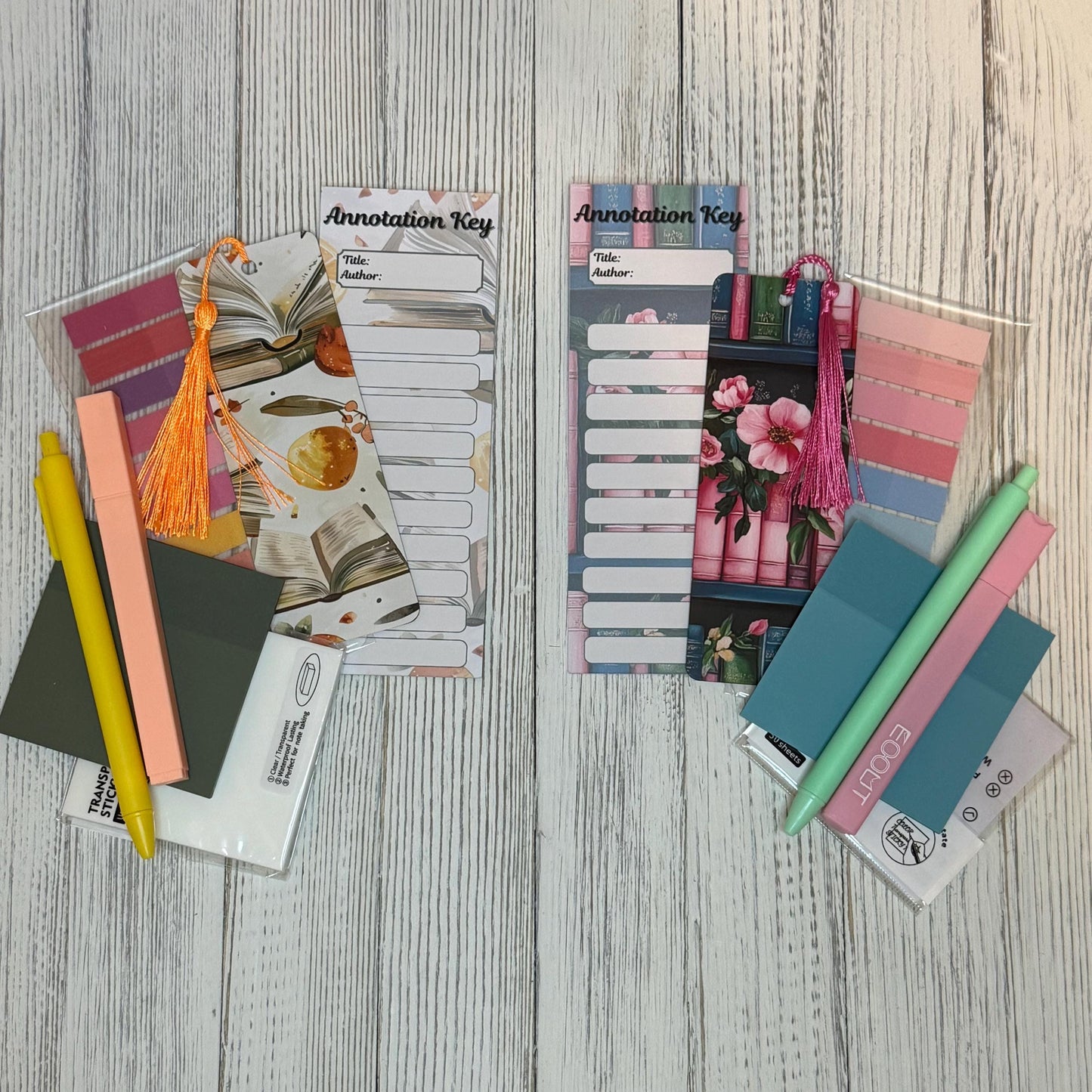 Complete Book Annotation Set – Bookmark Duo, Pen, Tabs, Highlighter & Sticky Notes – Aesthetic Book Lover Gift