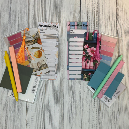 Complete Book Annotation Set – Bookmark Duo, Pen, Tabs, Highlighter & Sticky Notes – Aesthetic Book Lover Gift