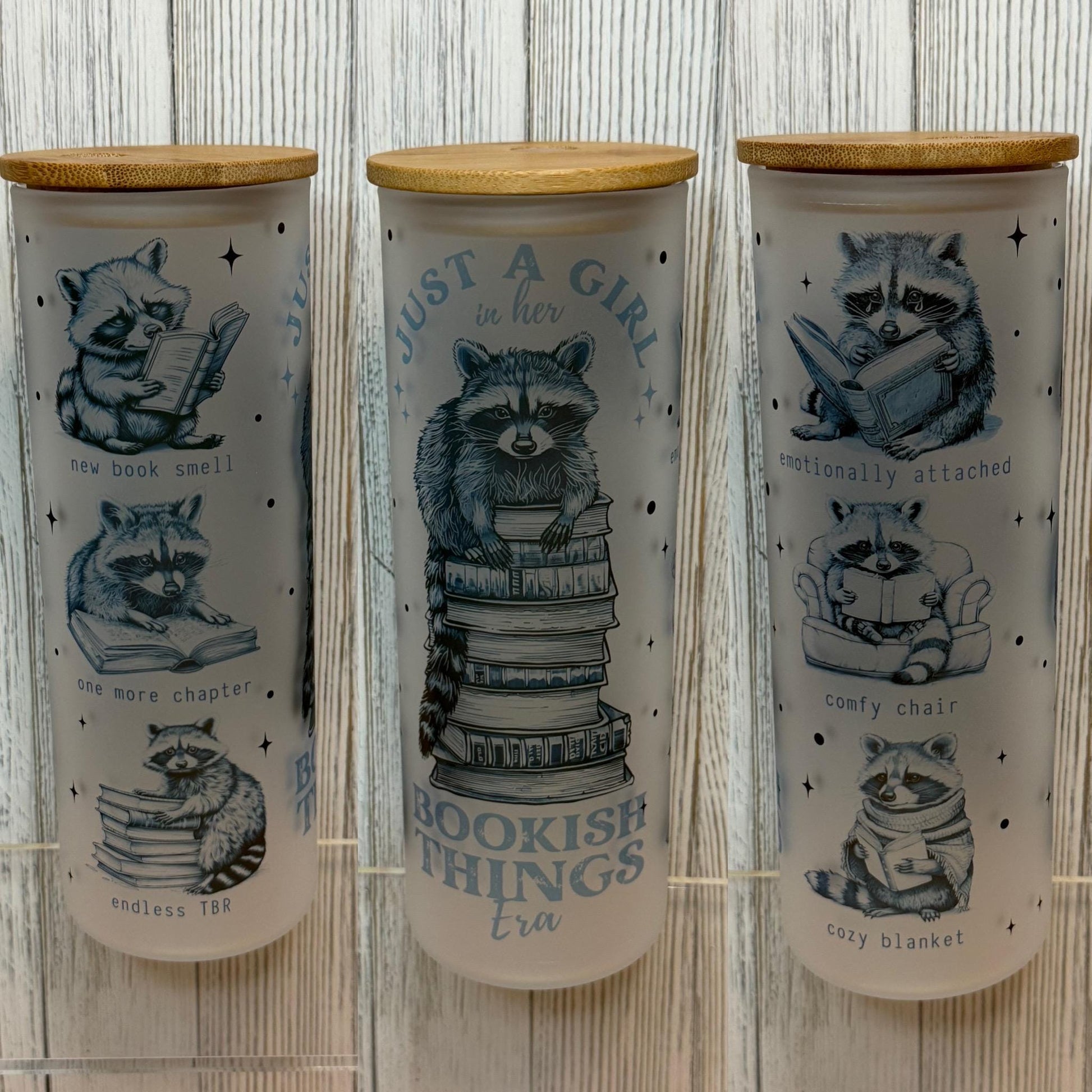 Book Lover Glass Cup: 25oz Iced Coffee Tumbler with Lid & Straw