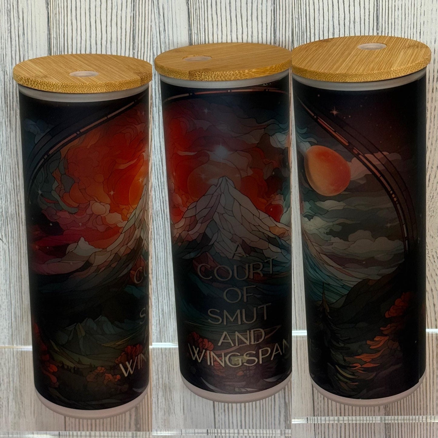 Fantasy Reader Glass Cup: Bookish Iced Coffee Tumbler with Lid & Straw