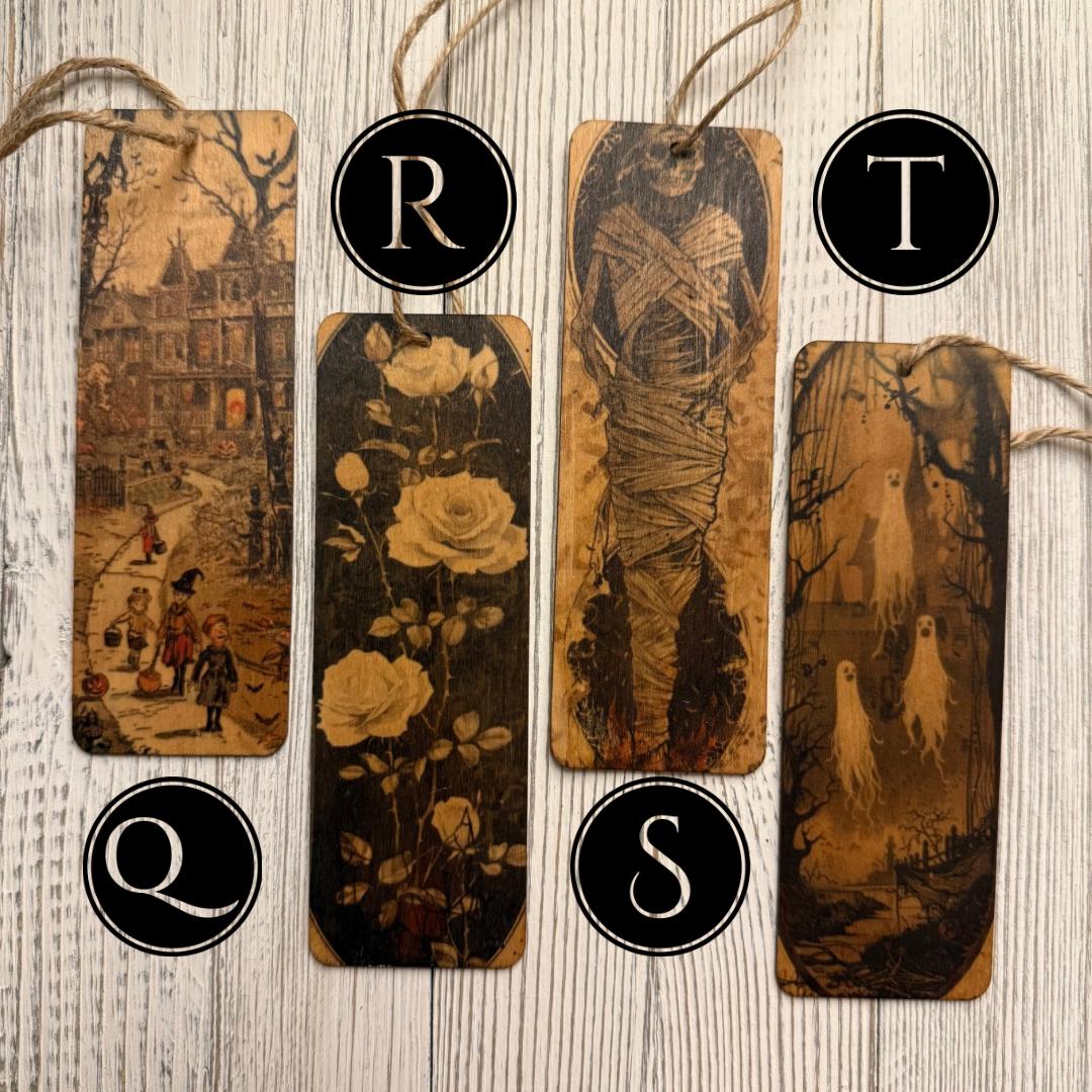 Handmade Gothic Wooden Bookmark: Spooky Halloween Reader Gift