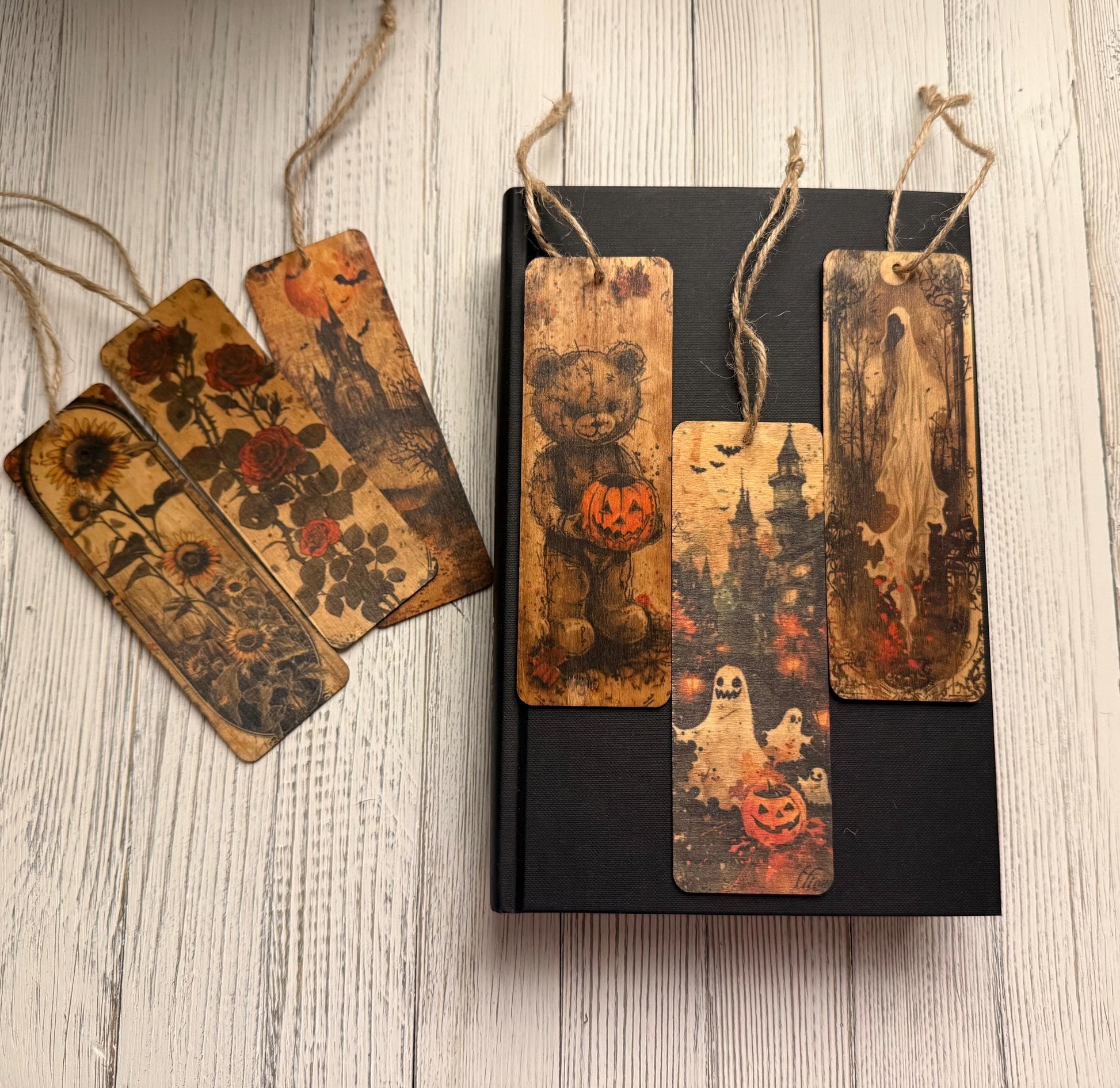 Handmade Gothic Wooden Bookmark: Spooky Halloween Reader Gift