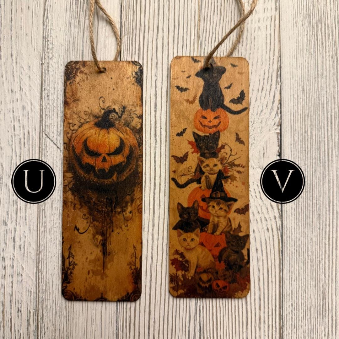 Handmade Gothic Wooden Bookmark: Spooky Halloween Reader Gift