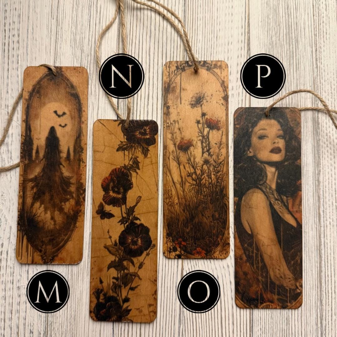 Handmade Gothic Wooden Bookmark: Spooky Halloween Reader Gift