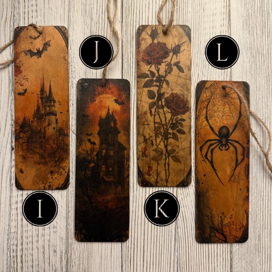 Handmade Gothic Wooden Bookmark: Spooky Halloween Reader Gift