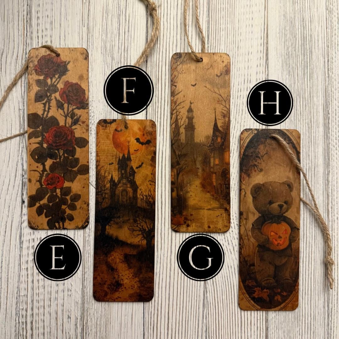 Handmade Gothic Wooden Bookmark: Spooky Halloween Reader Gift