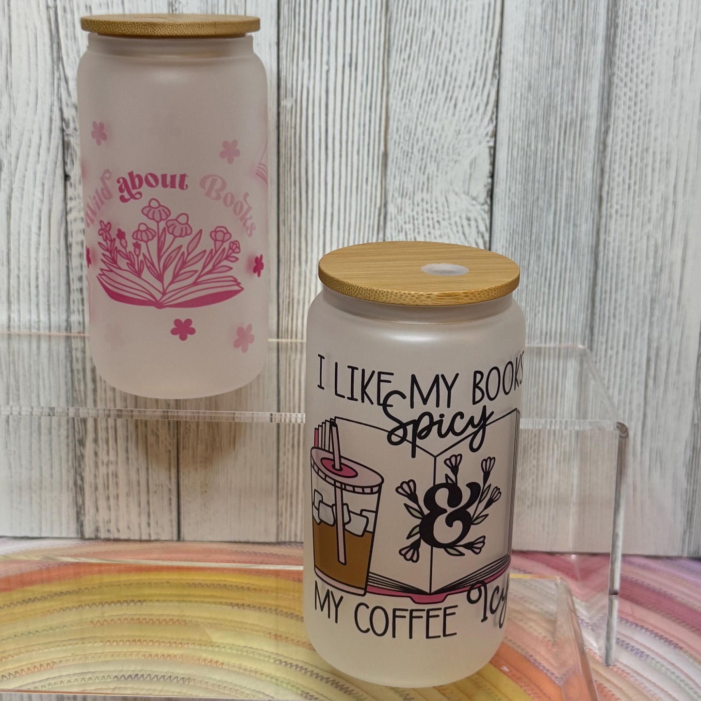 Bookish Frosted Glass Cups – Smutty, Spicy, and Sweet